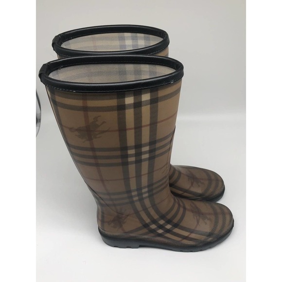 EUC Womens Burberry Nova Check Rain Boots Shoes Weather Designer US 8M EU Sz 39 - Picture 4 of 11